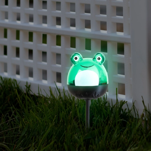 Solarna lampa LED żaba z zimnym białym światłem – 1 sztuka