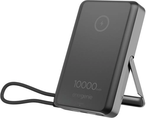 Energenie magnetyczny bezprzewodowy powerbank 10 000 mAh z podstawką, czarny