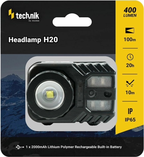 Technik MT-H20 latarka czołowa z gumowaną powierzchnią, LED CREE XPG-2, micro-USB, czerwone światło