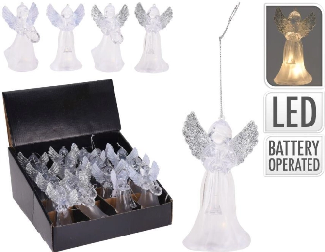 Zawieszana dekoracja LED anioł 11,5 × 6,5 × 6,5 cm
