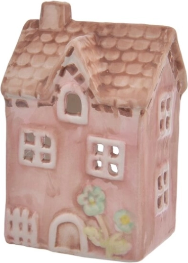 Ceramiczny świecznik domek – różowy