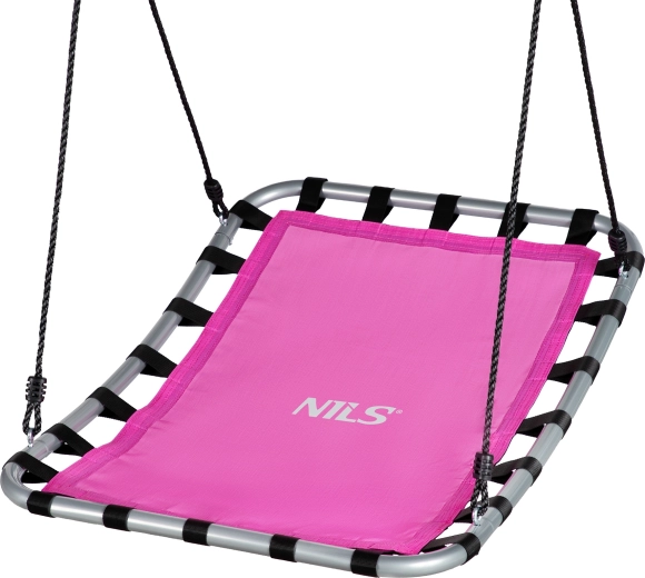 Prostokątna huśtawka bocianie gniazdo NILS Camp różowa