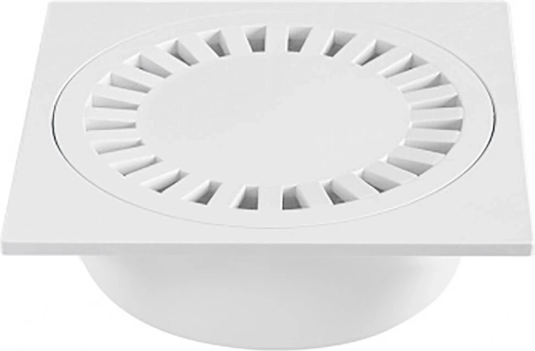 Wpust podłogowy z polipropylenu, biały, DN 150 × 150 × 50/84