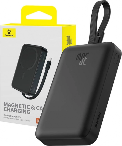 Powerbank BASEUS Magnetic Mini 10000 mAh z USB‑C 30 W i MagSafe, czarny