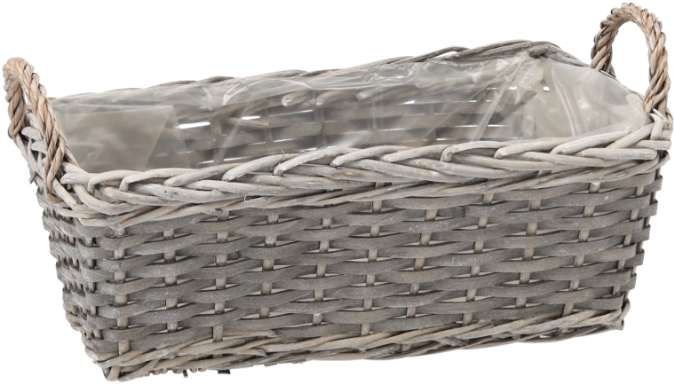 Pleciona prostokątna osłona/ misa 38 × 19 × 14 cm, szara