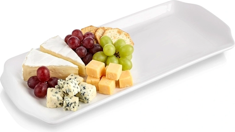 Porcelanowy talerz do serwowania MONA, biały, 36 × 15,5 × 2,3 cm