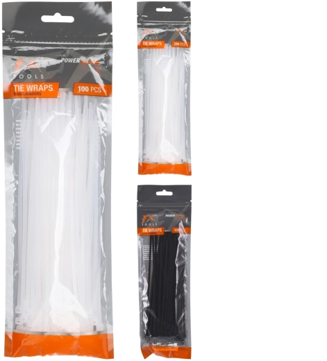 Opaski zaciskowe 200 × 2,5 mm, czarne