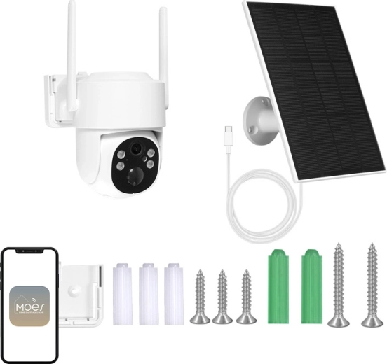 Moes zewnętrzna kamera Wi‑Fi IP 4 Mpx z panelem solarnym i PTZ