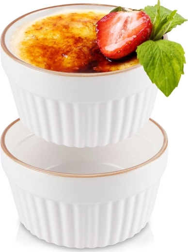 Porcelanowe kokilki do zapiekania 9 cm, 170 ml, białe, 2 szt.
