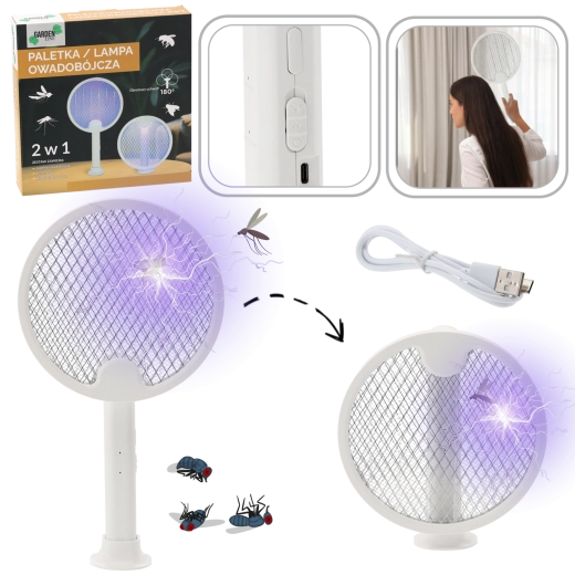 Elektryczna packa na owady 2 w 1 z UV LED i USB‑C