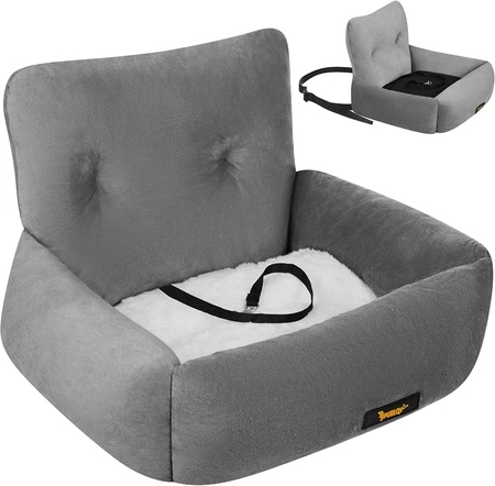 Fotelik samochodowy dla psa PURLOV S, 44 × 35 × 30 cm, szary