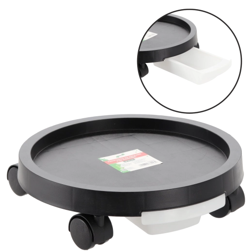 Okrągła mobilna podstawka pod donicę 40 cm z podstawką ociekową