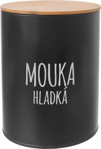Puszka na mąkę pszenną typ 450 czarna z bambusową pokrywką