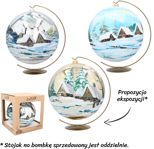 Szklana bombka choinkowa 25 cm z ręcznie malowaną dekoracją Chomik