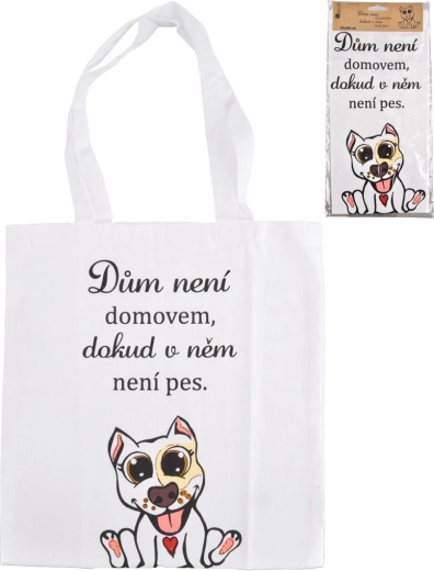 Bawełniana torba DOG HOME biała 36 × 40 cm