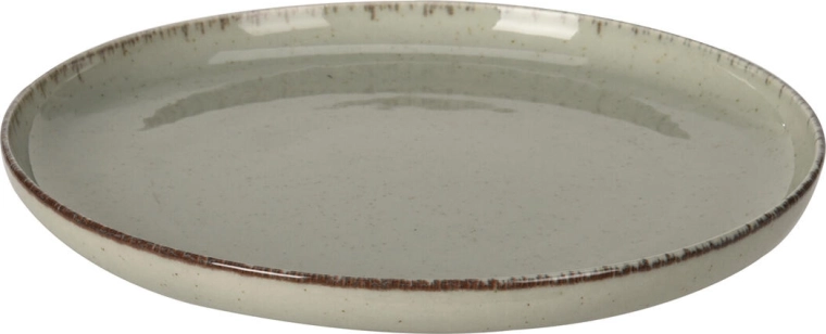 Porcelanowy talerz deserowy 19 cm z jasnoszarozielonym brązowym rantem