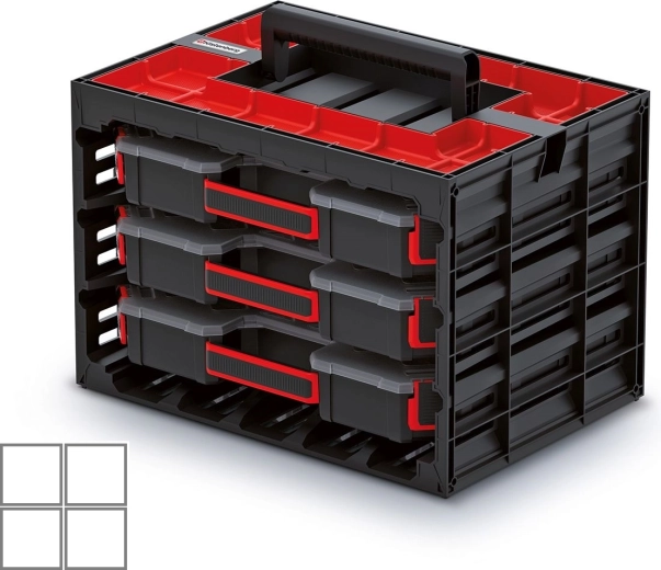 Przenośna szafka z 3 organizerami na narzędzia i drobne elementy TAGER CASE