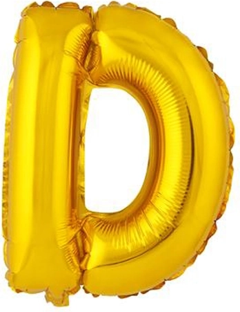Balon foliowy litera D 30 cm złoty
