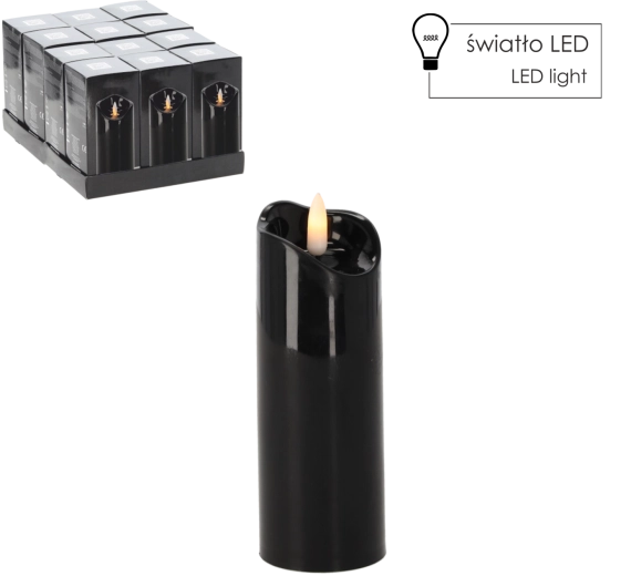 Świeca LED 5 × 15 cm czarna
