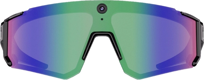 Sportowe inteligentne okulary z kamerą Colmi V06 AI – czarne z niebieskimi szkłami