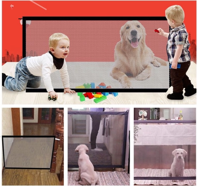 Bramka zabezpieczająca do drzwi dla psów/kotów (szer. 183 x wys. 75 cm)