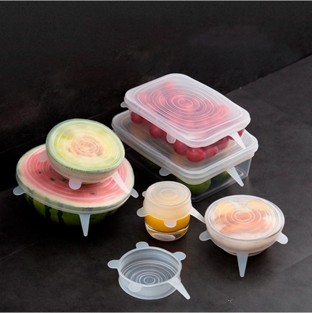 Silikonowe pokrywki do żywności (uniwersalne) 6 szt. - niebieskie