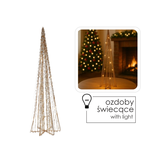 Świąteczna stożkowa choinka LED 50 cm – złota