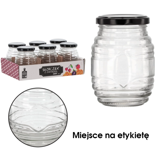 Słoik z wieczkiem 380 ml paski