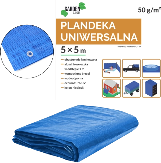 Zielona plandeka pod basen 5 × 5 m, PE, oczka, ochrona UV