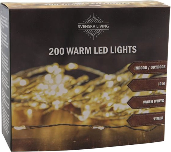 Łańcuch świetlny z timerem 200 LED, 10 m