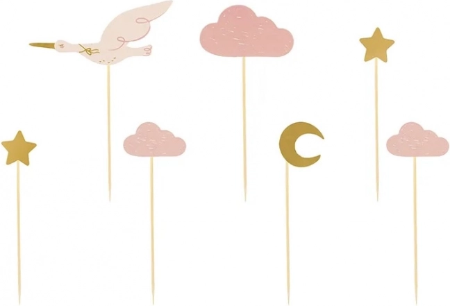 Dekoracje na babeczki – bocian