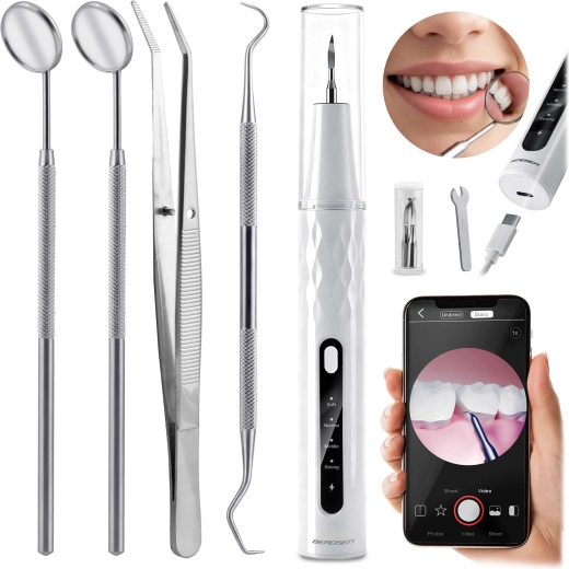 Skaler ultradźwiękowy z wbudowaną kamerą BERDSEN – 4 tryby, światło LED, USB‑C