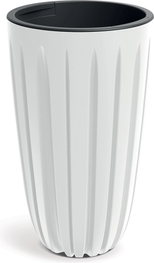 Biały plastikowy doniczka WARIO 29 cm z wkładem