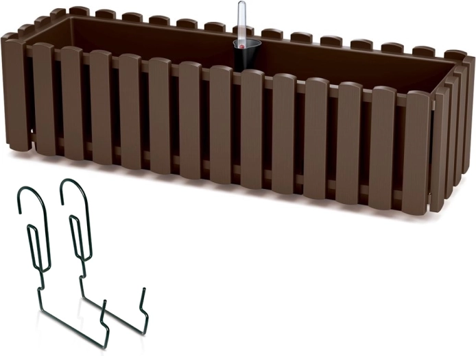 Samonawadniająca wisząca skrzynka balkonowa na balustradę 58 cm brązowa BOARDEE FENCYCASE