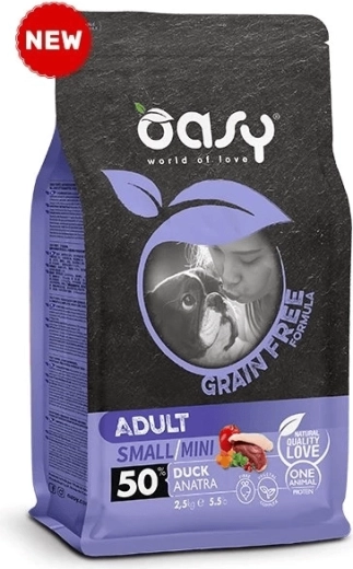 Oasy Grain Free Adult Small/Mini kaczka 2,5 kg