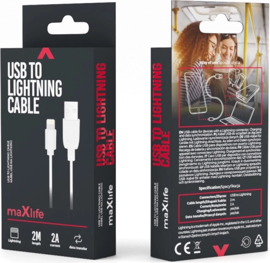 Maxlife kabel USB–Lightning 2 m biały