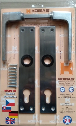 Klamka drzwiowa z szyldem na wkładkę cylindryczną, aluminium