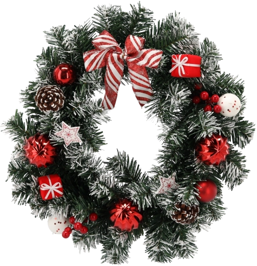 Wieniec bożonarodzeniowy 40 cm biało-czerwony