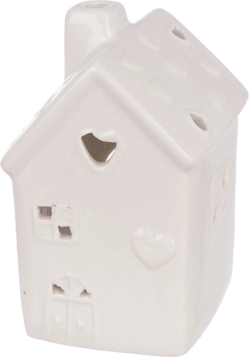 Porcelanowy świecznik domek biały 10,5 cm
