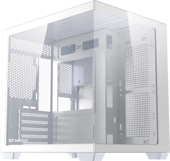 Obudowa komputerowa DARKFLASH B275 – biała, panoramiczne szkło 270°, M-ATX/ITX