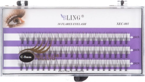 Jedwabne kępki rzęs BLING - skręt C, 8 mm