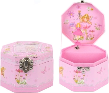 Różowa muzyczna szkatułka na biżuterię z baletnicą i lusterkiem