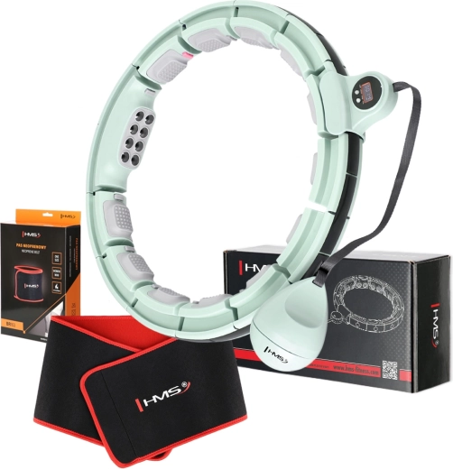 Zestaw masażowy hula hoop HMS z licznikiem i magnesami + wyszczuplający pas BR163, zielony