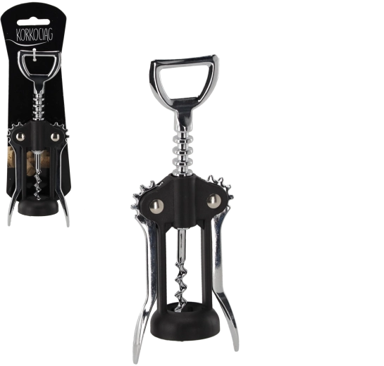 Nierdzewny dwustopniowy korkociąg do wina