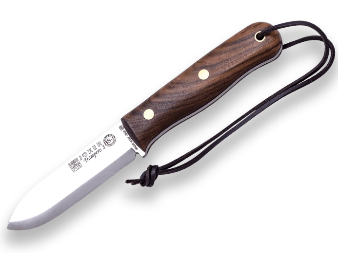 Joker Trampero nóż outdoorowy 10 cm, drewno orzechowe, skórzane etui