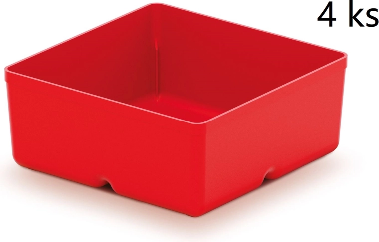 Zestaw 4 plastikowych pudełek na narzędzia Unite Box, czerwone, 110 × 110 × 112 mm