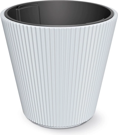 Donica Milly z wkładem 46,7 cm – biały plastikowy kwietnik do wnętrz i na zewnątrz