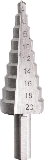Wiertło stopniowe HSS 4–20 mm, 9 stopni