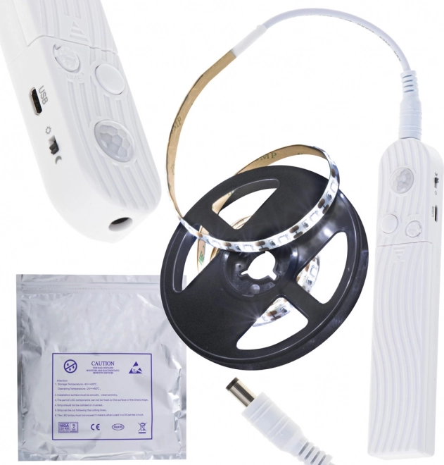 Taśma LED z czujnikiem ruchu, 1 m, zimna biel, zasilanie USB/AAA