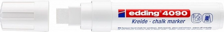 Marker kredowy edding 4090 biały – płynna kreda z szeroką końcówką